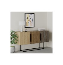 Buffet Moderno de 2 Puertas Color Natural -Nogal - 150x42x79.5 cm - Diseño Elegante para Comedor.