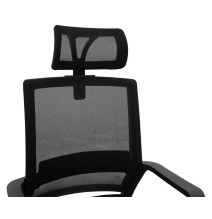 Silla de Oficina Giratoria,Ergonómica con Malla, Asiento 55 cm, Apoyabrazos en Color Negro